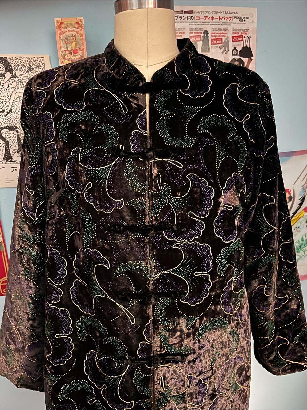 Vintage Handmade Velvet Chinese Satin Whimsigoth Jacket